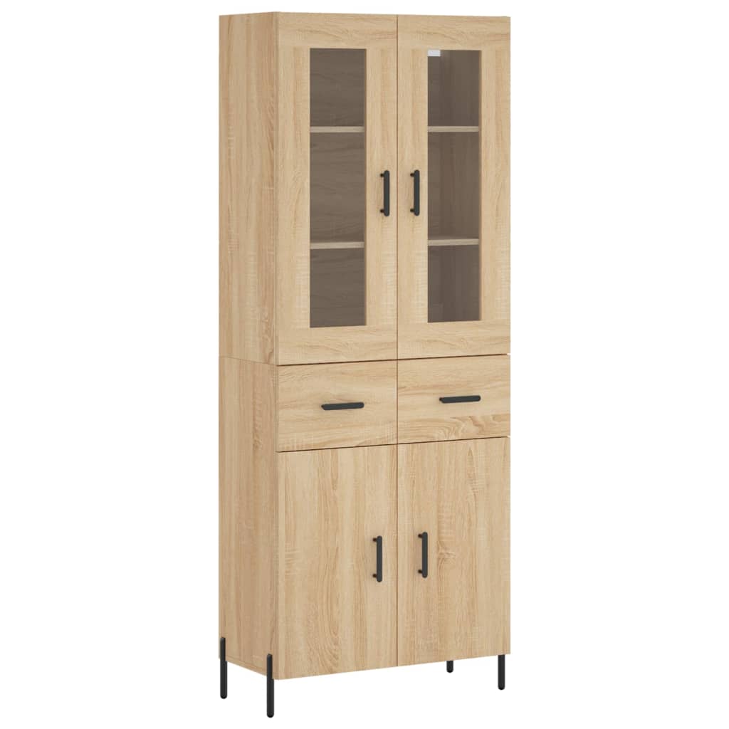 højskab 69,5x34x180 cm konstrueret træ sonoma-eg