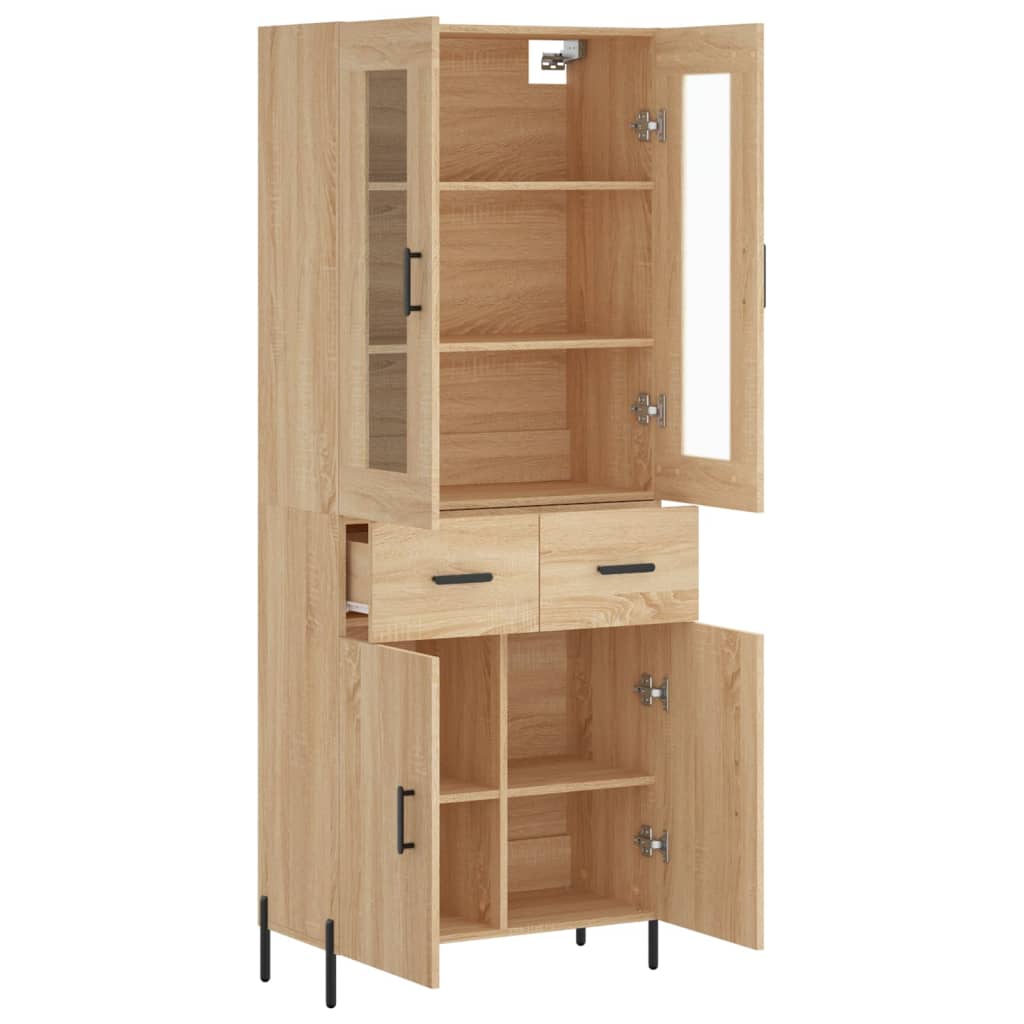 højskab 69,5x34x180 cm konstrueret træ sonoma-eg