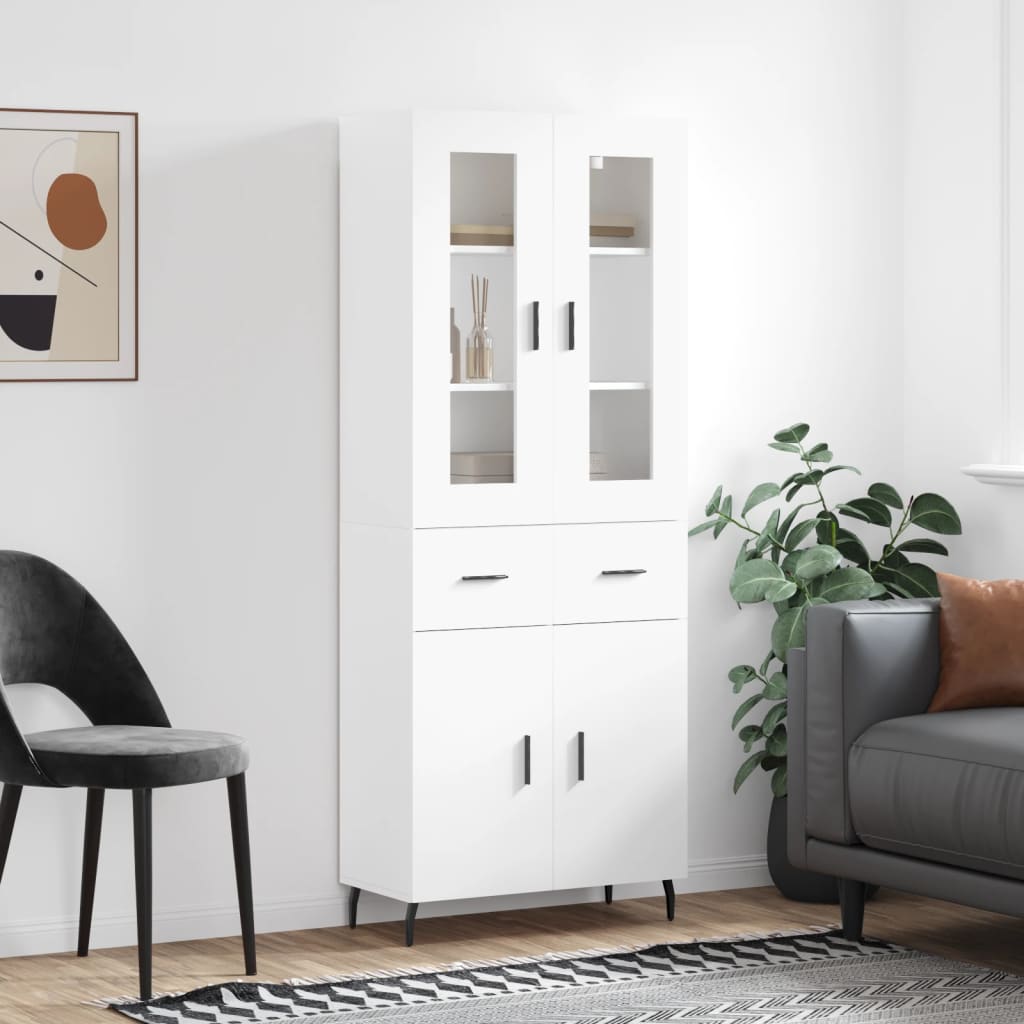 højskab 69,5x34x180 cm konstrueret træ hvid