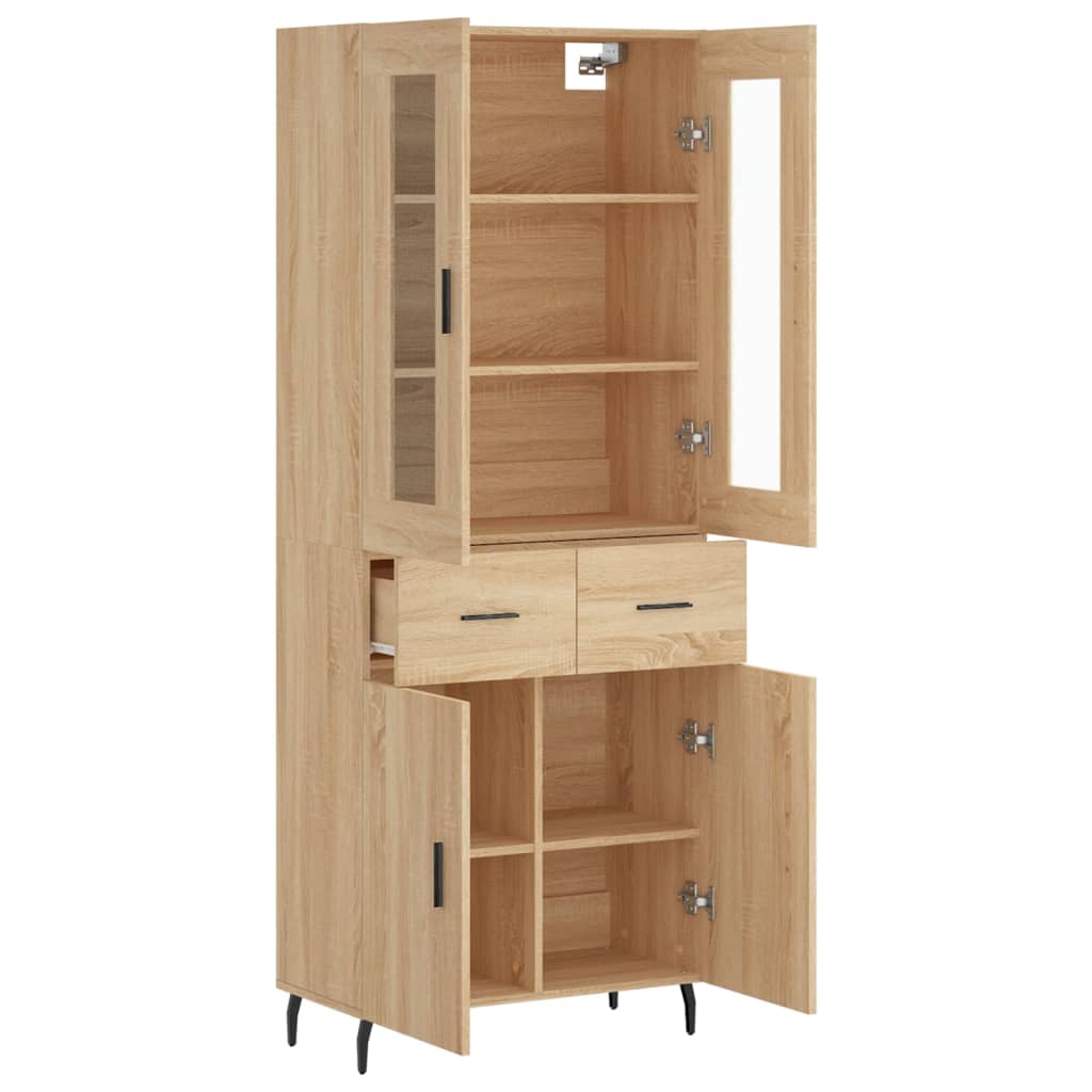 højskab 69,5x34x180 cm konstrueret træ sonoma-eg