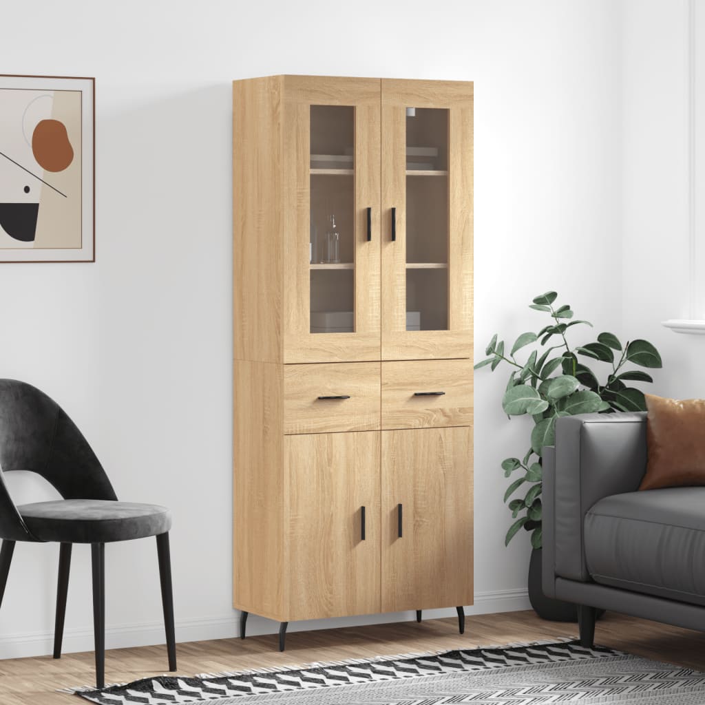 højskab 69,5x34x180 cm konstrueret træ sonoma-eg