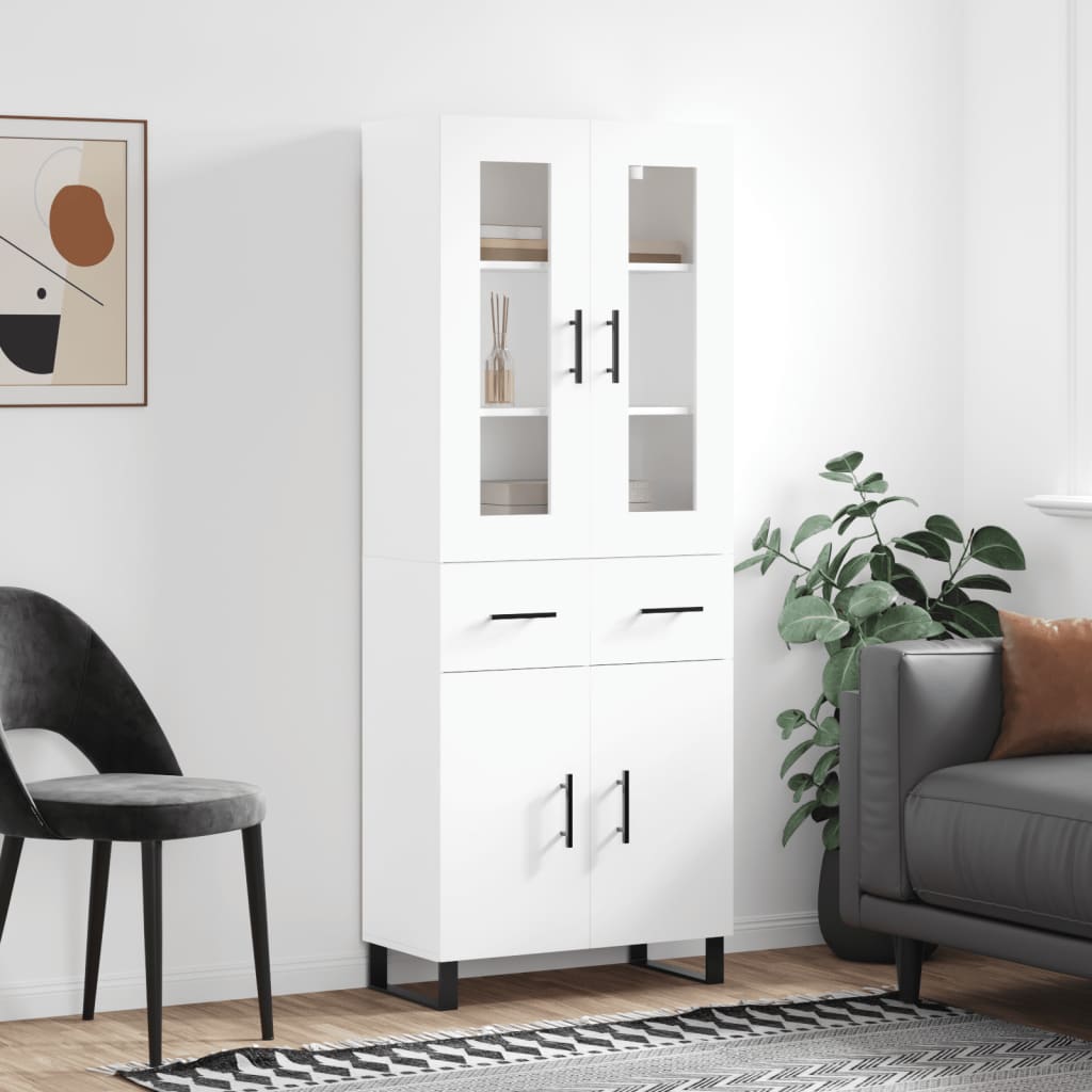 højskab 69,5x34x180 cm konstrueret træ hvid