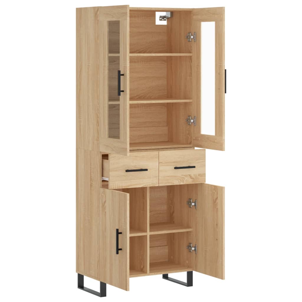 højskab 69,5x34x180 cm konstrueret træ sonoma-eg