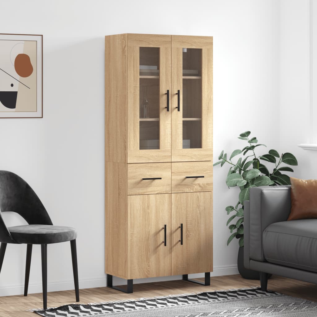 højskab 69,5x34x180 cm konstrueret træ sonoma-eg