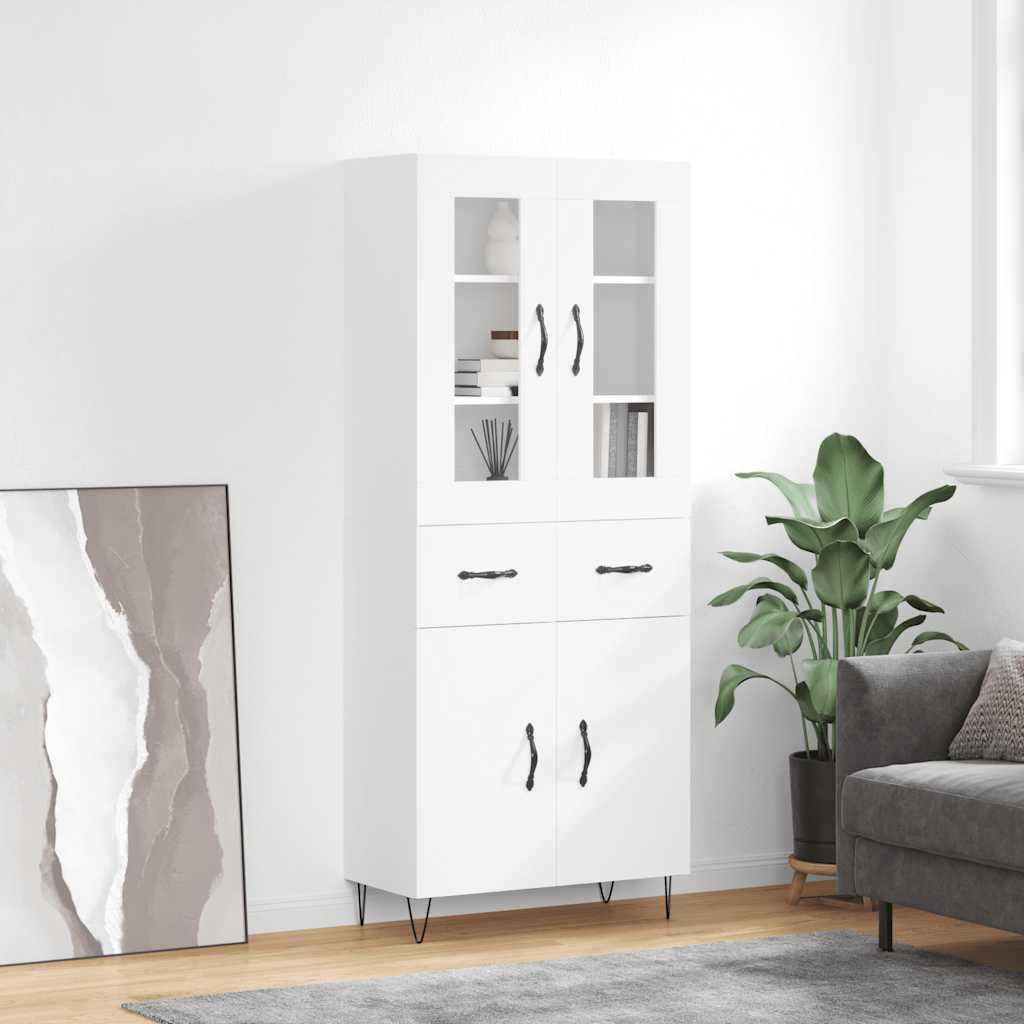 højskab 69,5x34x180 cm konstrueret træ hvid