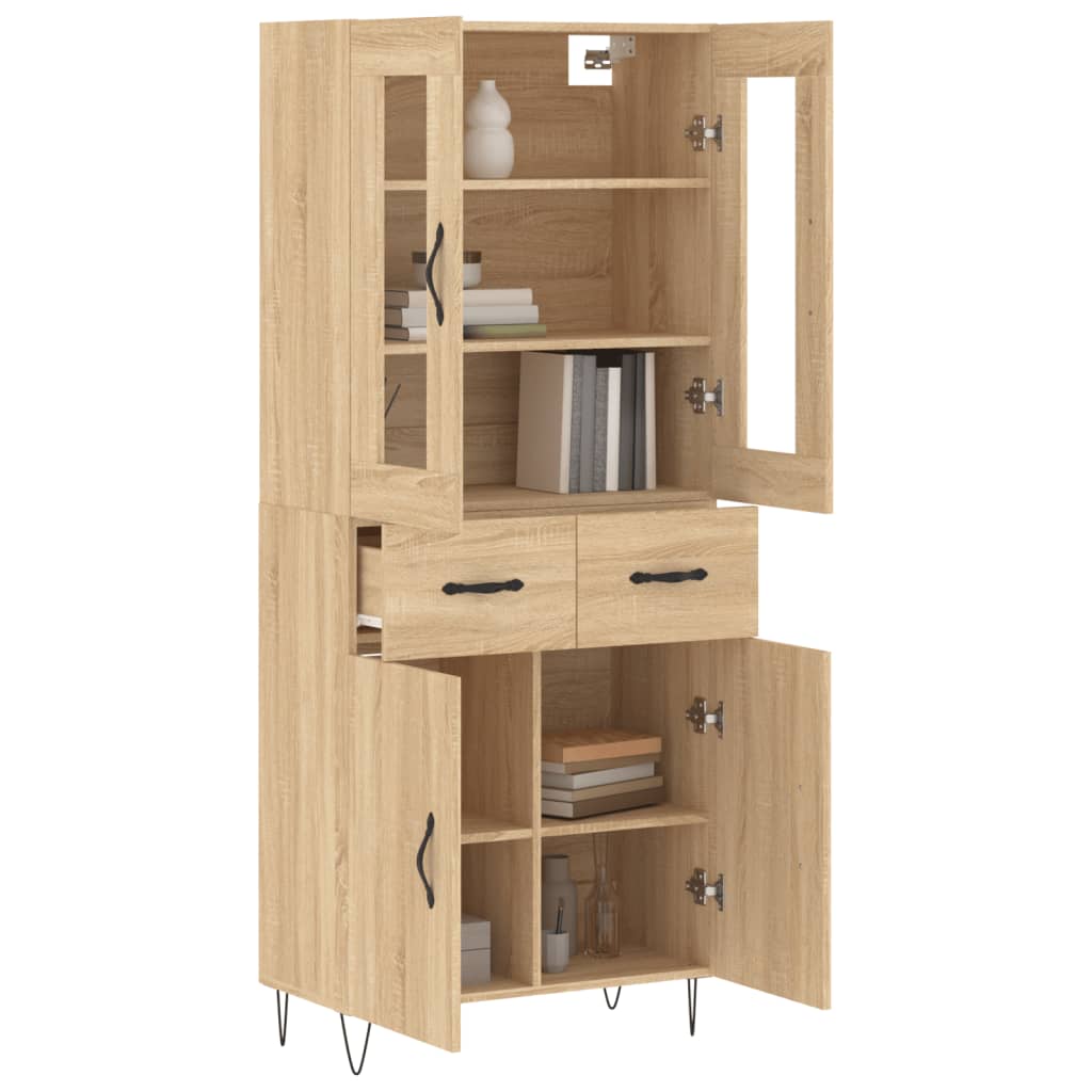 højskab 69,5x34x180 cm konstrueret træ sonoma-eg