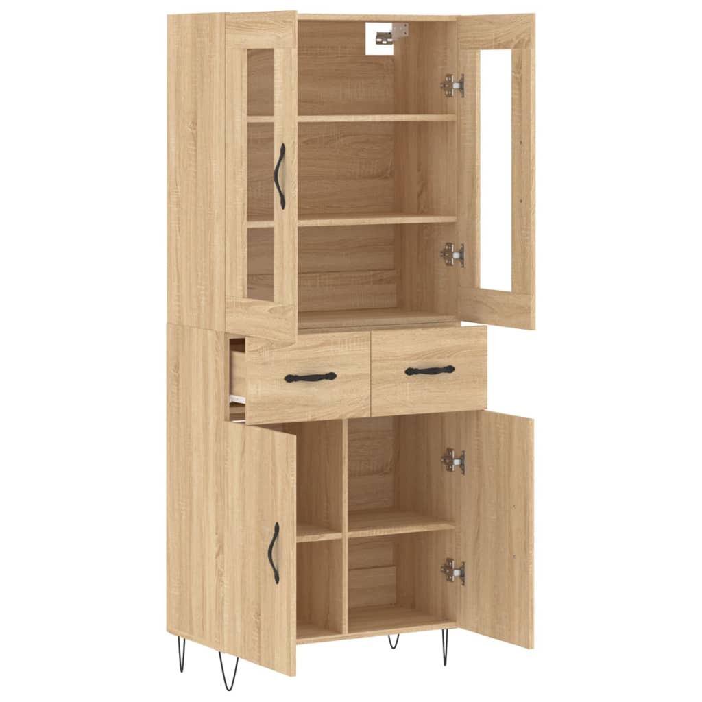 højskab 69,5x34x180 cm konstrueret træ sonoma-eg