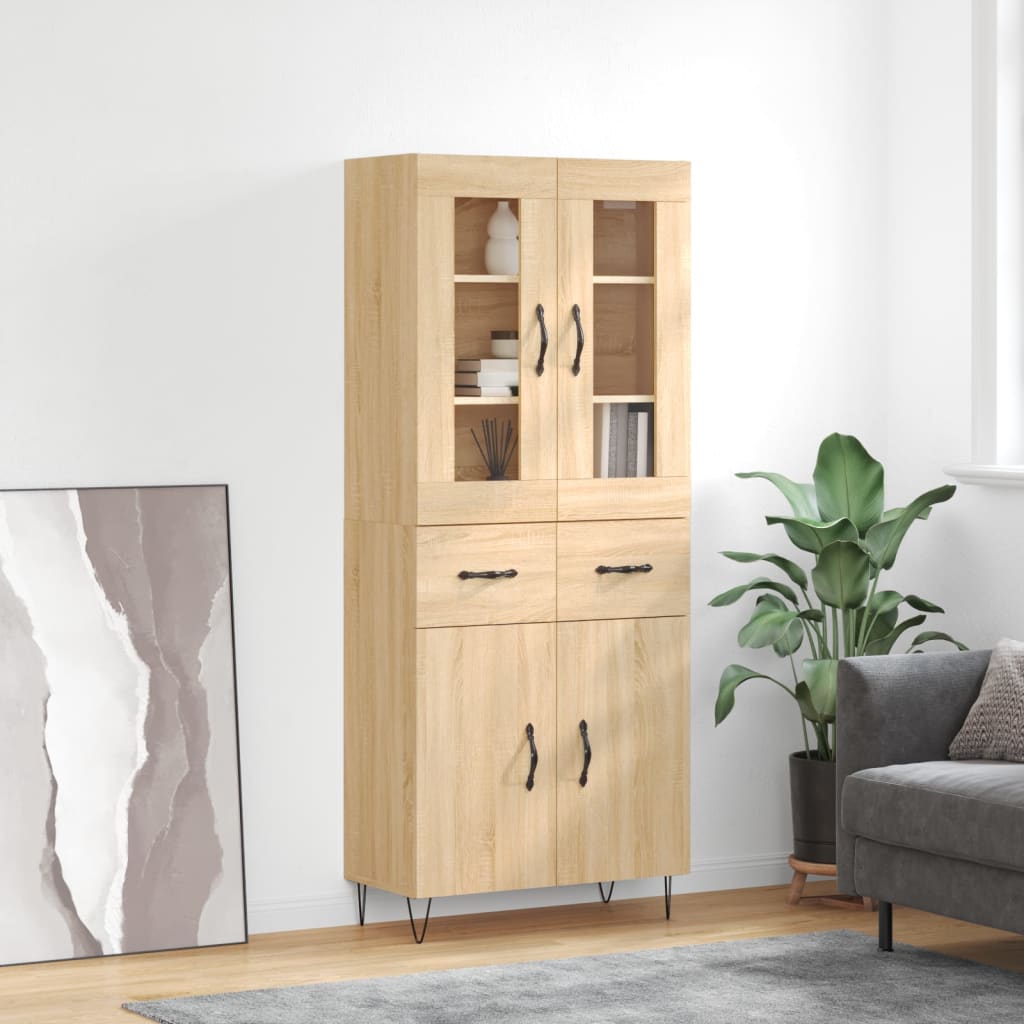 højskab 69,5x34x180 cm konstrueret træ sonoma-eg