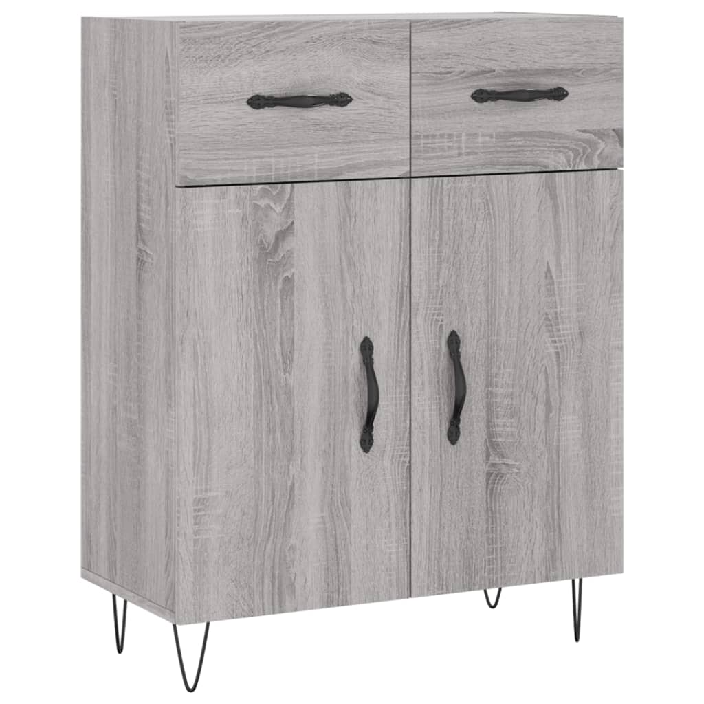 højskab 69,5x34x180 cm konstrueret træ grå sonoma-eg