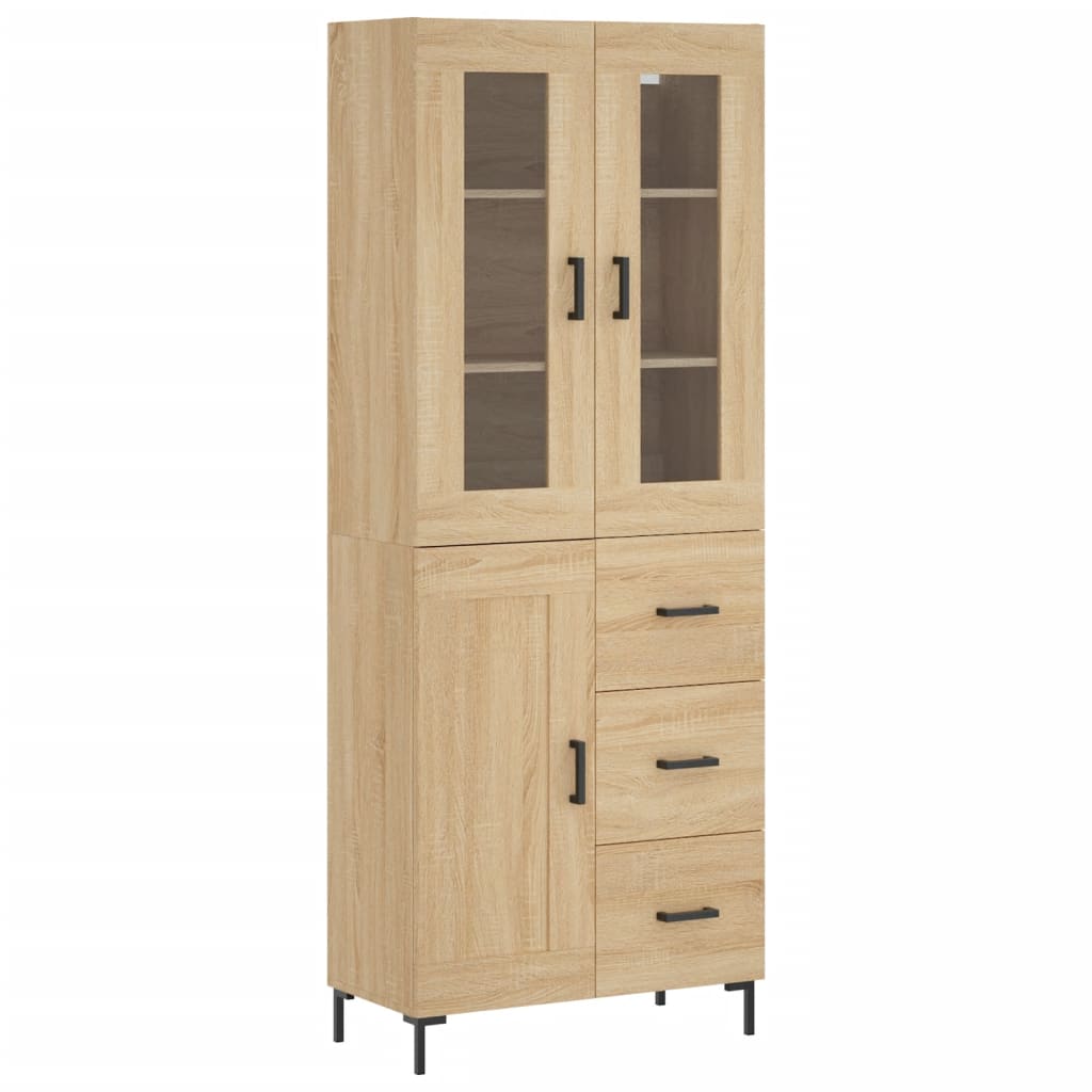højskab 69,5x34x180 cm konstrueret træ sonoma-eg