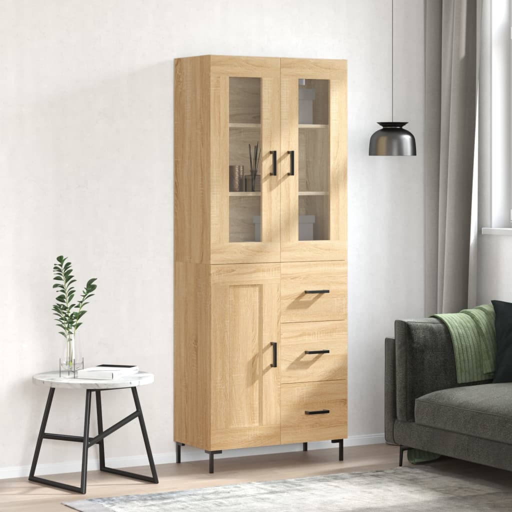 højskab 69,5x34x180 cm konstrueret træ sonoma-eg