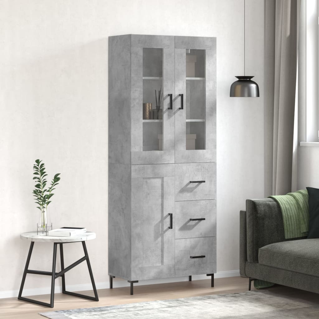 højskab 69,5x34x180 cm konstrueret træ betongrå