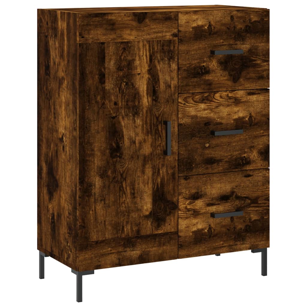 højskab 69,5x34x180 cm konstrueret træ røget egetræsfarve
