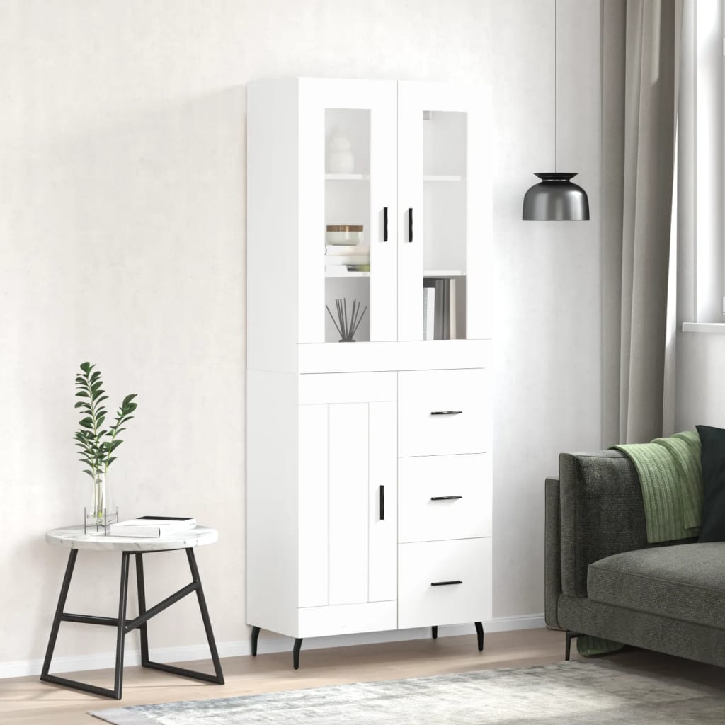 højskab 69,5x34x180 cm konstrueret træ hvid