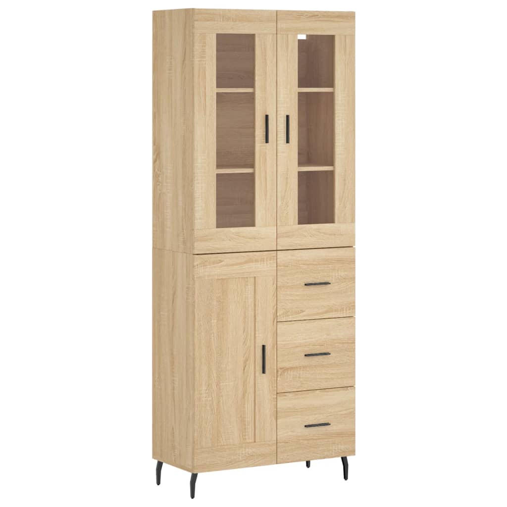 højskab 69,5x34x180 cm konstrueret træ sonoma-eg