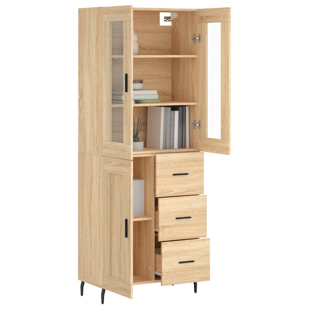 højskab 69,5x34x180 cm konstrueret træ sonoma-eg