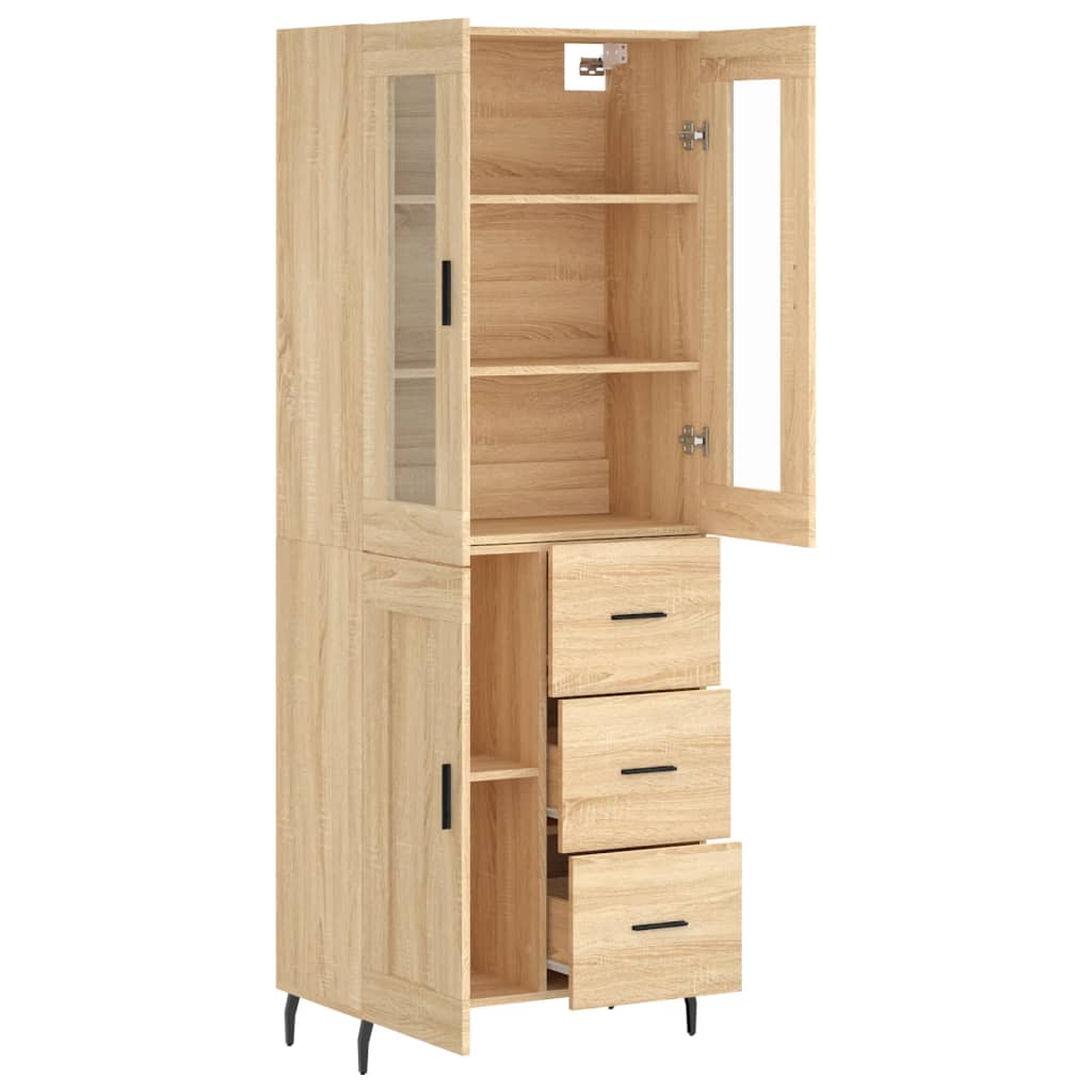 højskab 69,5x34x180 cm konstrueret træ sonoma-eg