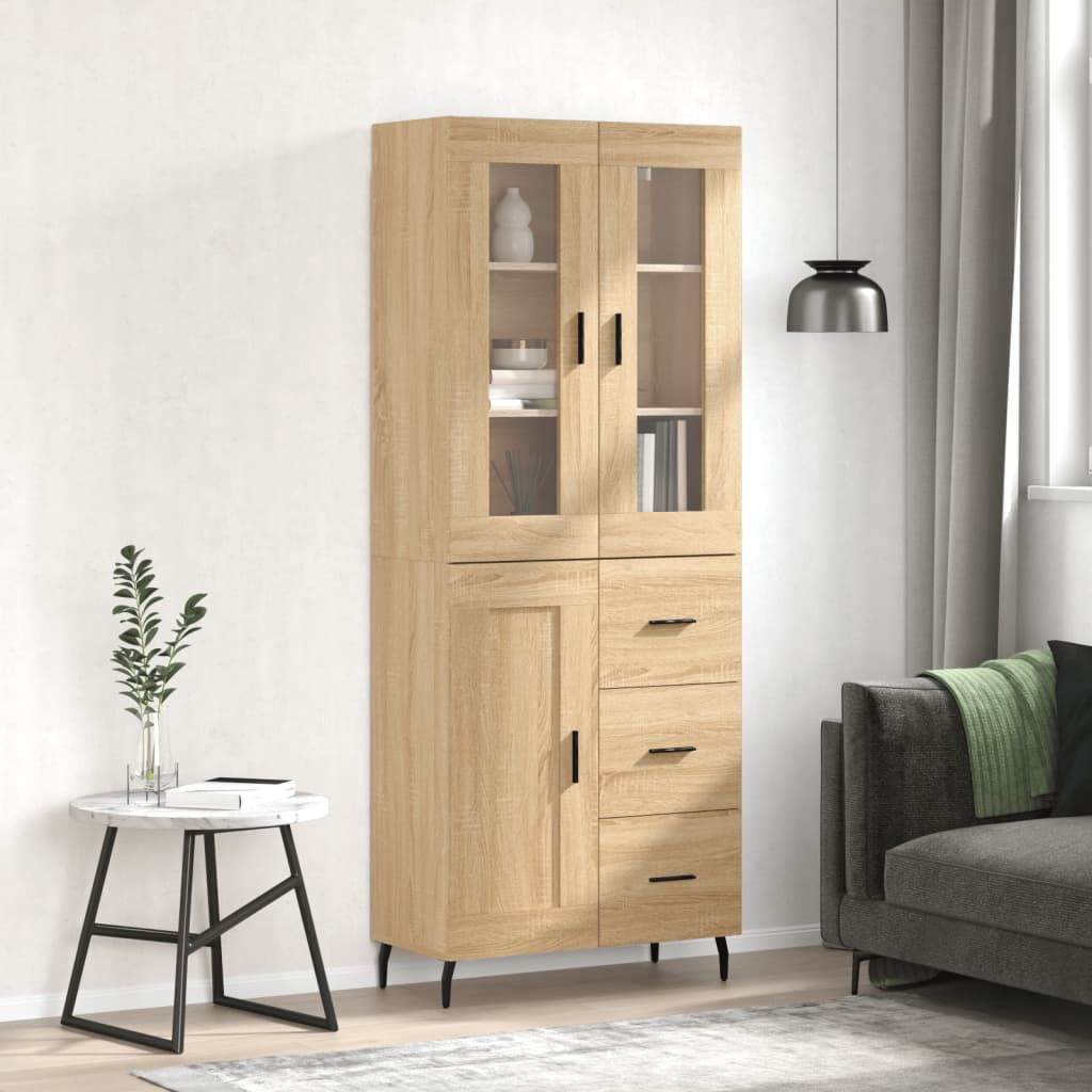 højskab 69,5x34x180 cm konstrueret træ sonoma-eg
