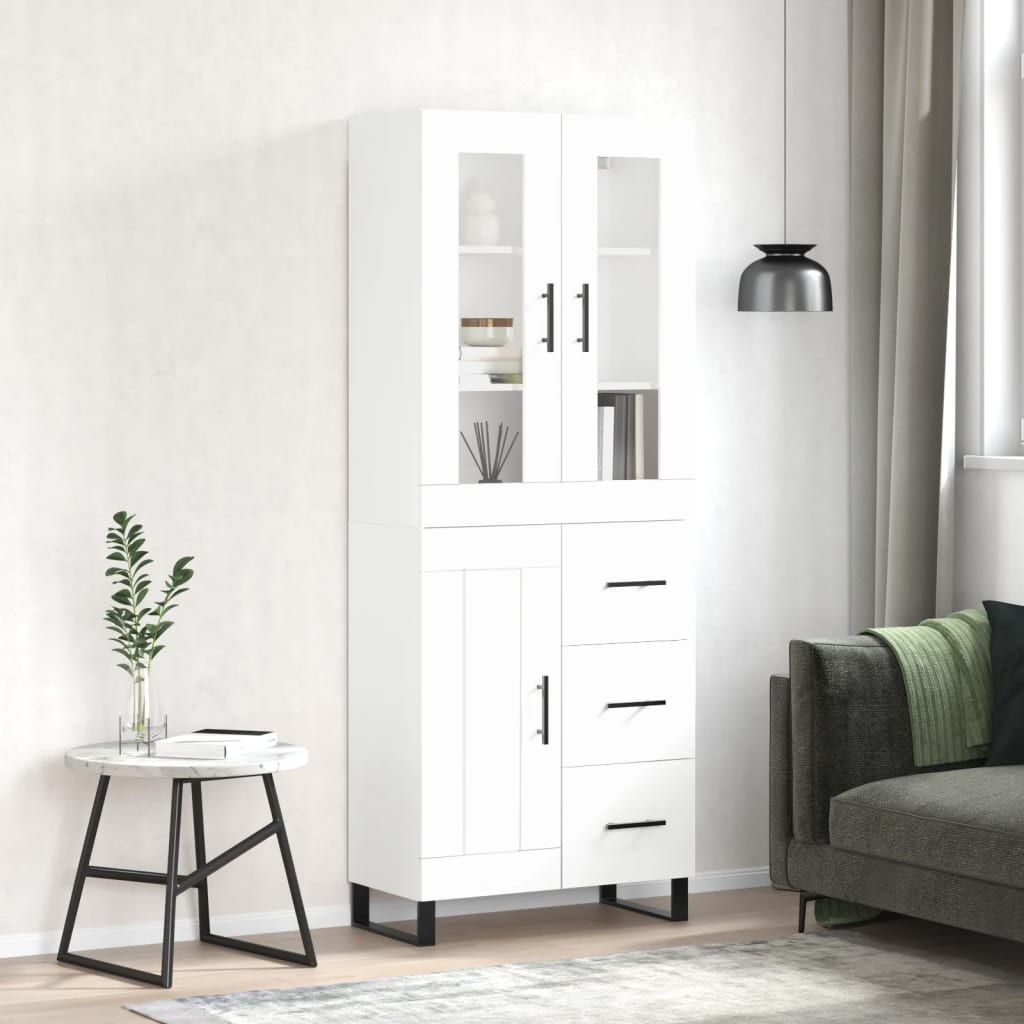 højskab 69,5x34x180 cm konstrueret træ hvid