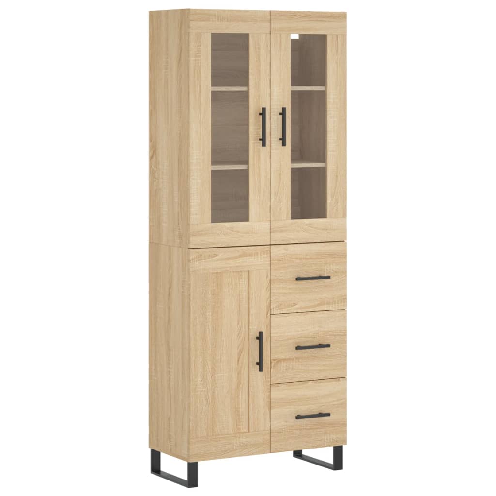 højskab 69,5x34x180 cm konstrueret træ sonoma-eg