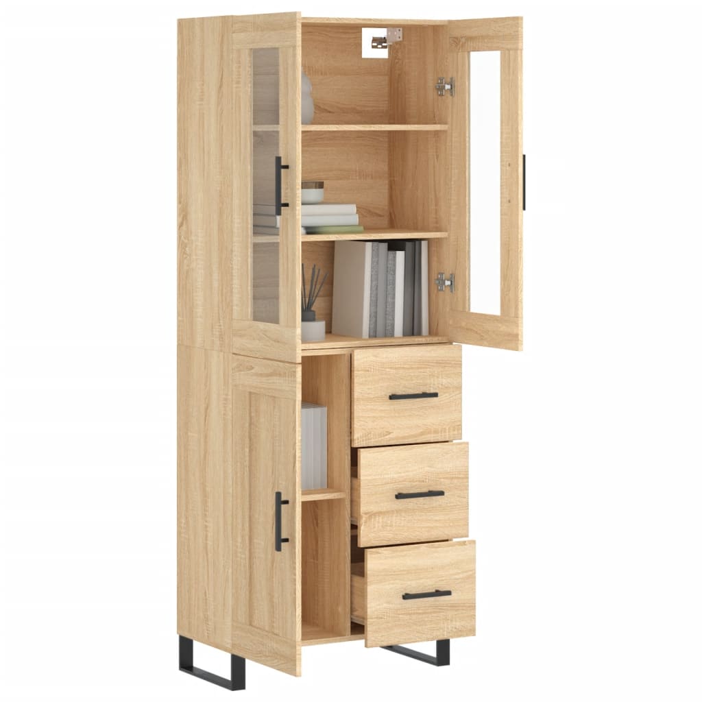 højskab 69,5x34x180 cm konstrueret træ sonoma-eg