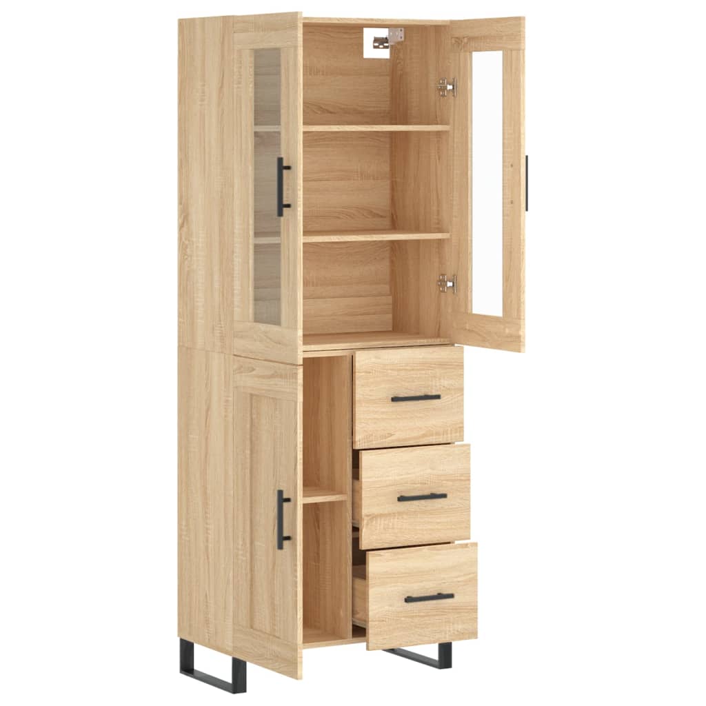 højskab 69,5x34x180 cm konstrueret træ sonoma-eg