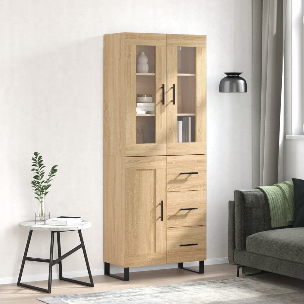 højskab 69,5x34x180 cm konstrueret træ sonoma-eg