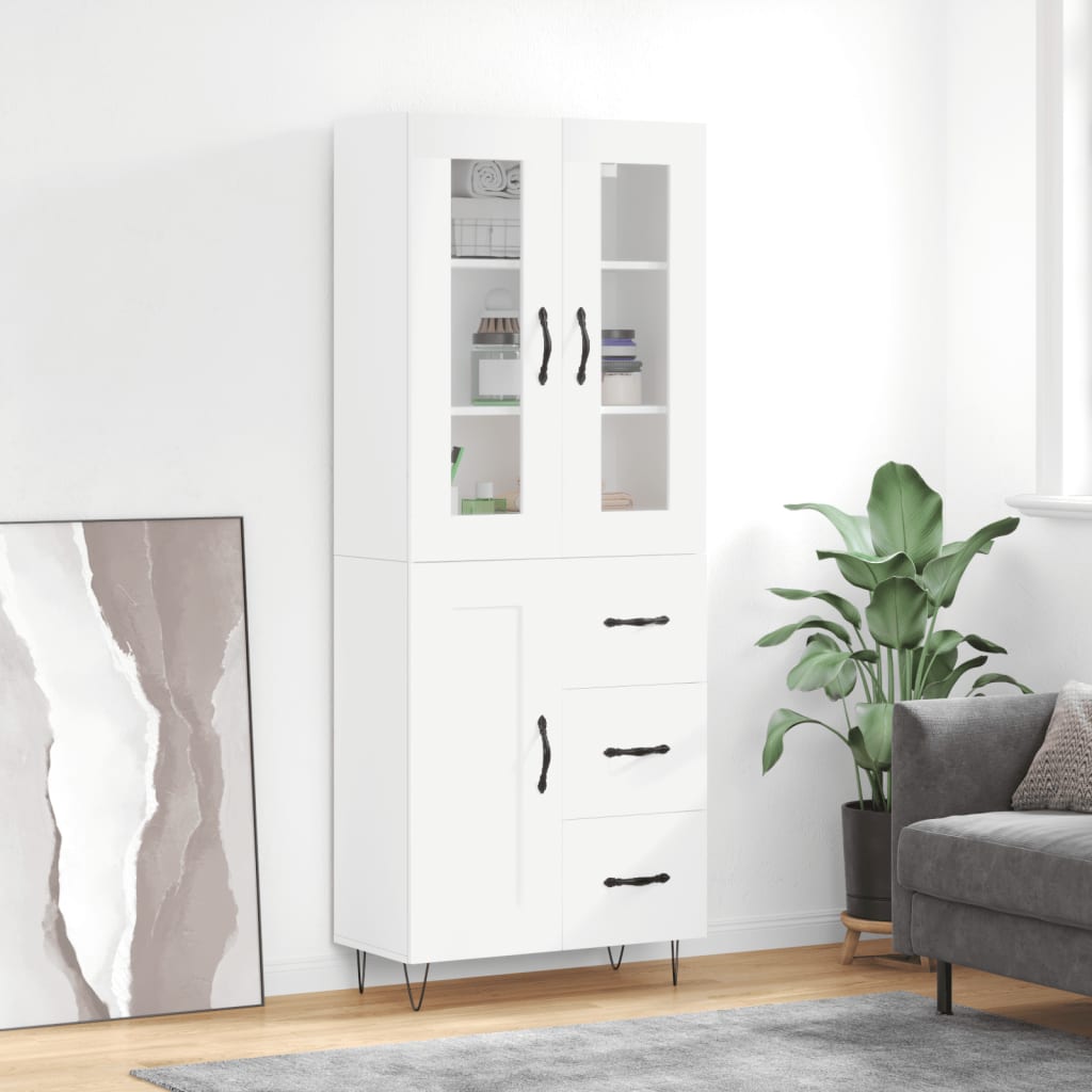 højskab 69,5x34x180 cm konstrueret træ hvid