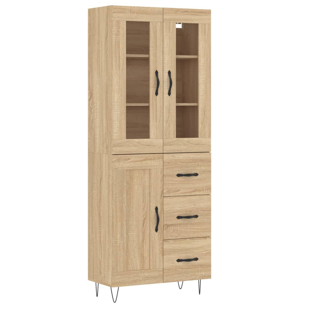 højskab 69,5x34x180 cm konstrueret træ sonoma-eg