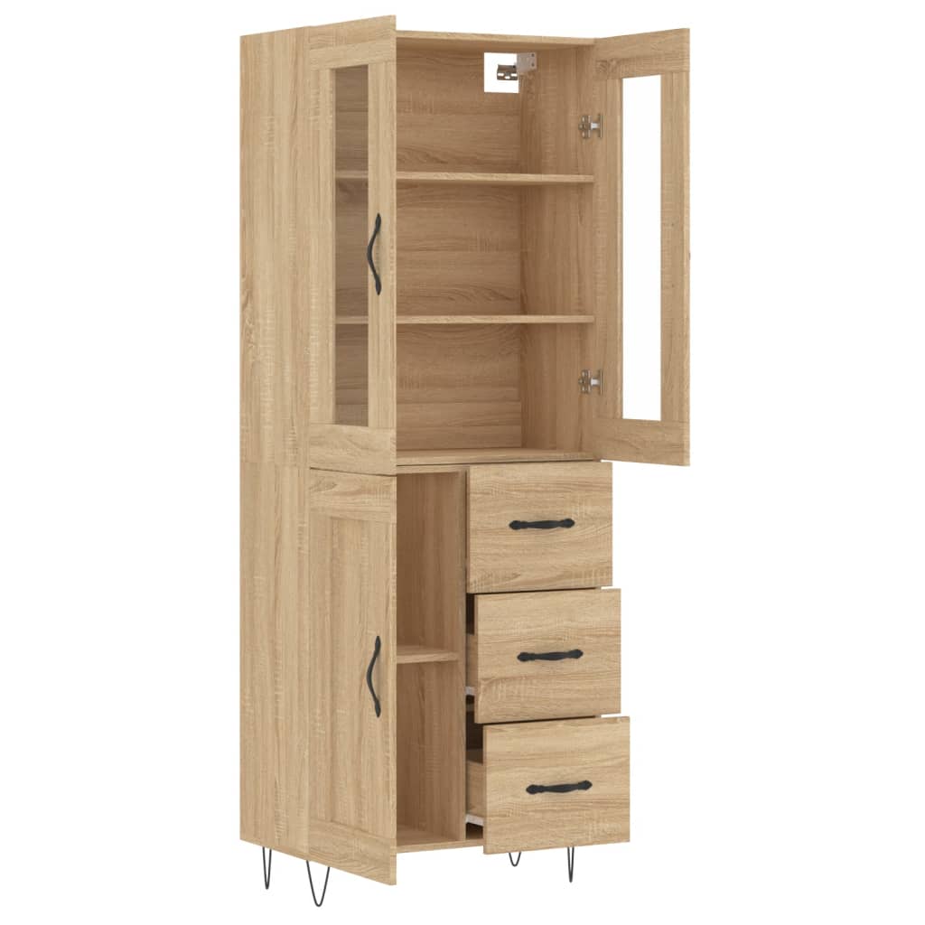 højskab 69,5x34x180 cm konstrueret træ sonoma-eg