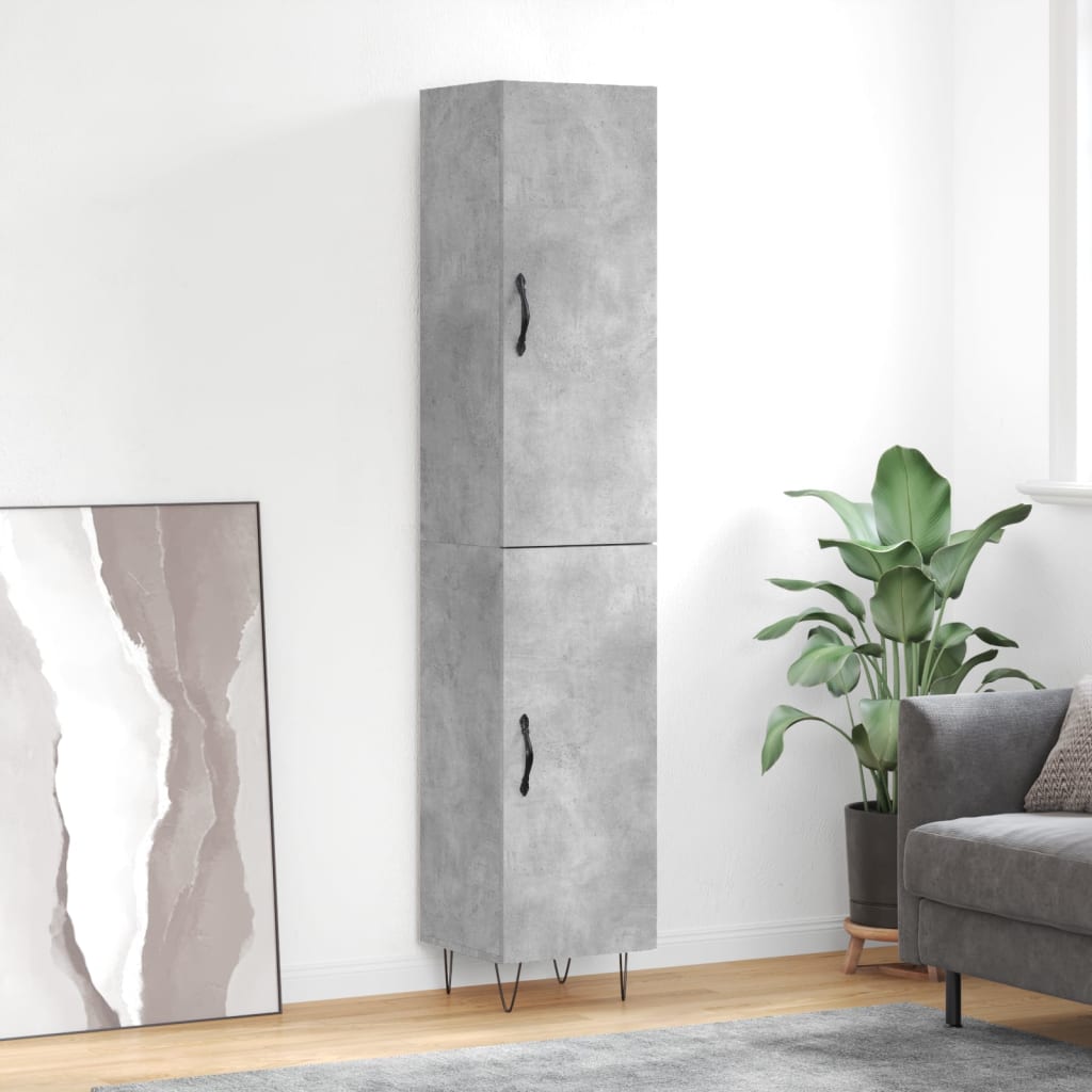 skab 34,5x34x180 cm konstrueret træ betongrå