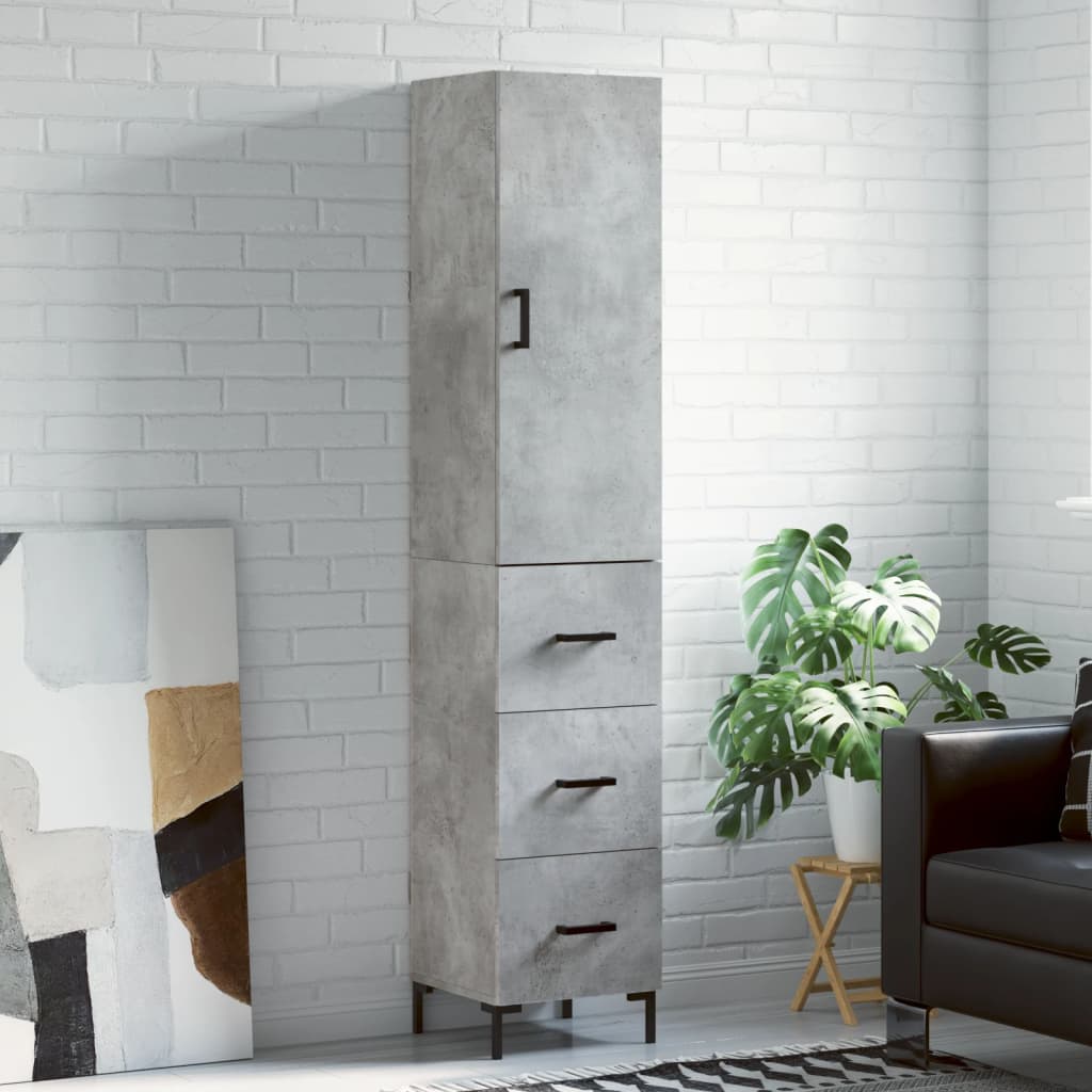 skab 34,5x34x180 cm konstrueret træ betongrå