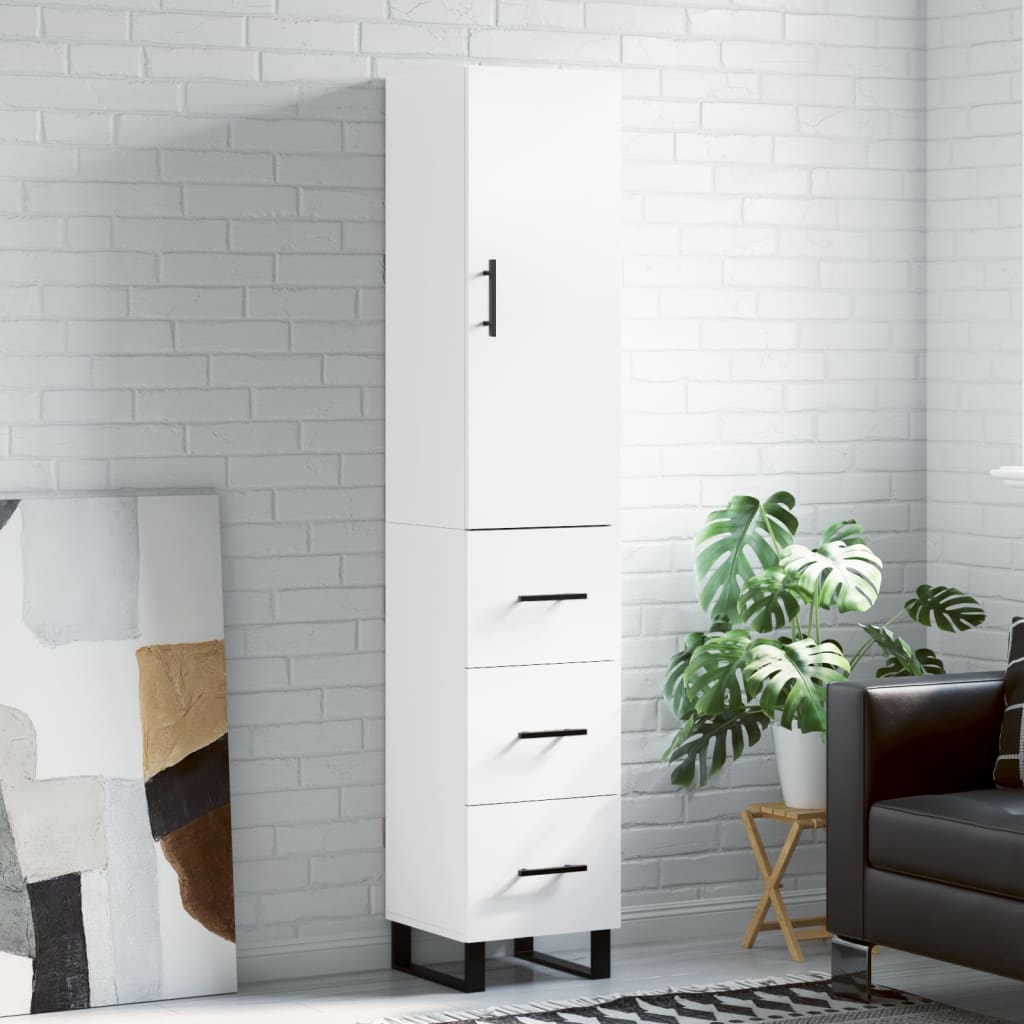 skab 34,5x34x180 cm konstrueret træ hvid