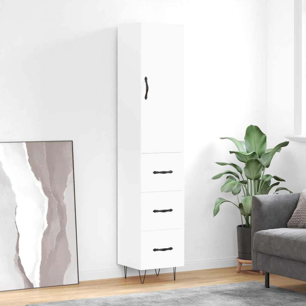 skab 34,5x34x180 cm konstrueret træ hvid
