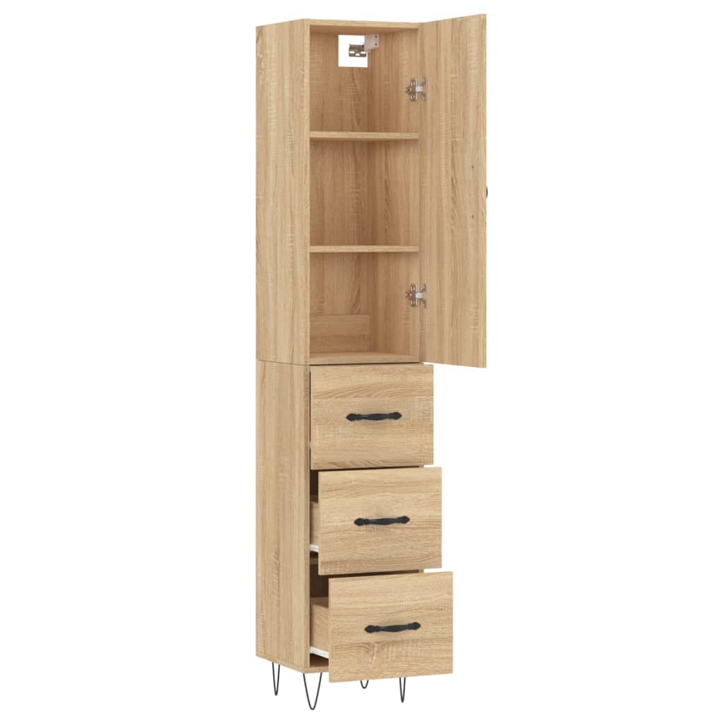 skab 34,5x34x180 cm konstrueret træ sonoma-eg