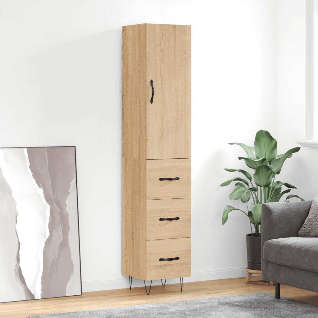 skab 34,5x34x180 cm konstrueret træ sonoma-eg