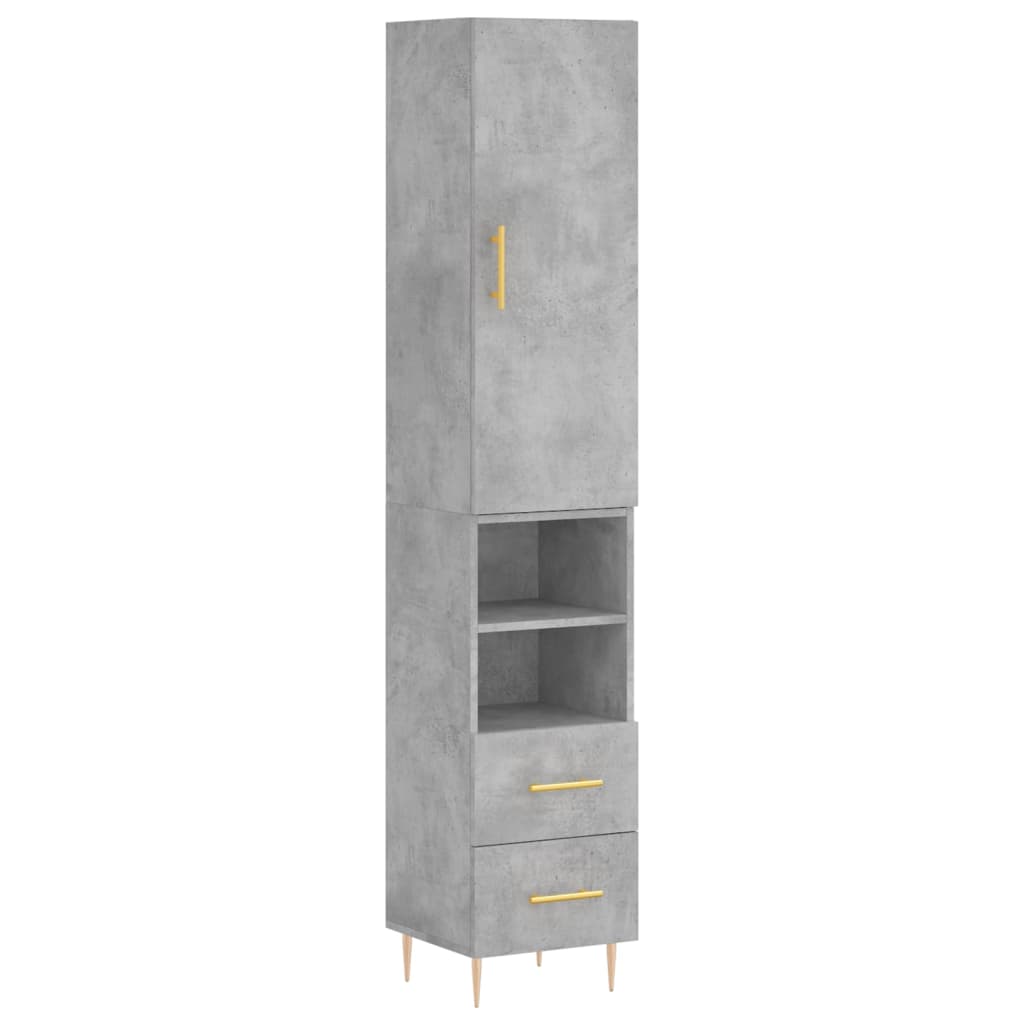 skab 34,5x34x180 cm konstrueret træ betongrå