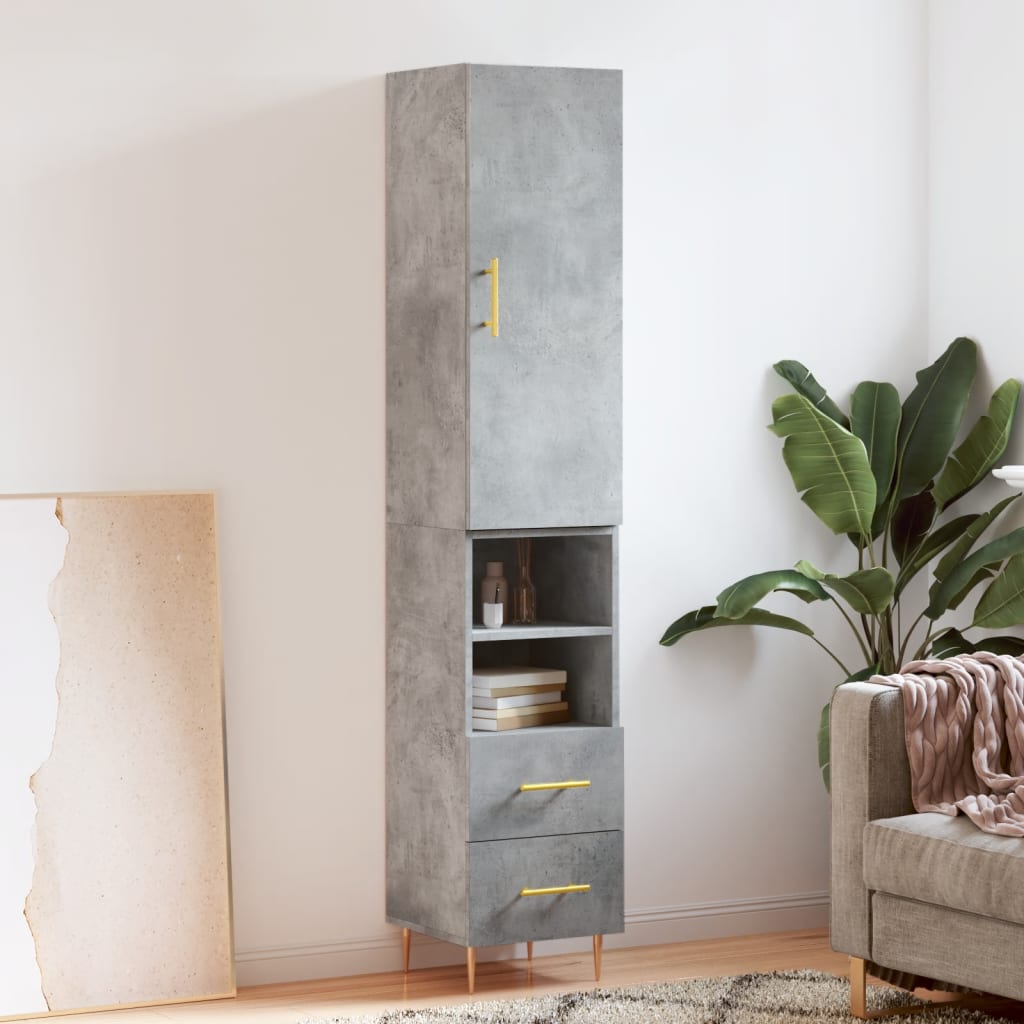 skab 34,5x34x180 cm konstrueret træ betongrå