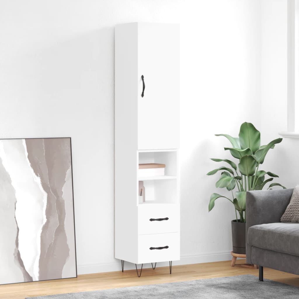 skab 34,5x34x180 cm konstrueret træ hvid