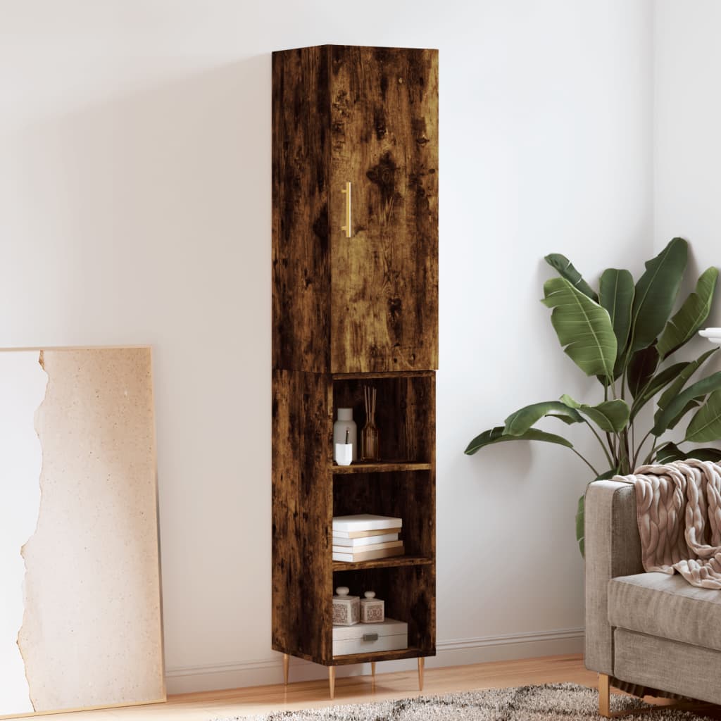 skab 34,5x34x180 cm konstrueret træ røget egetræ