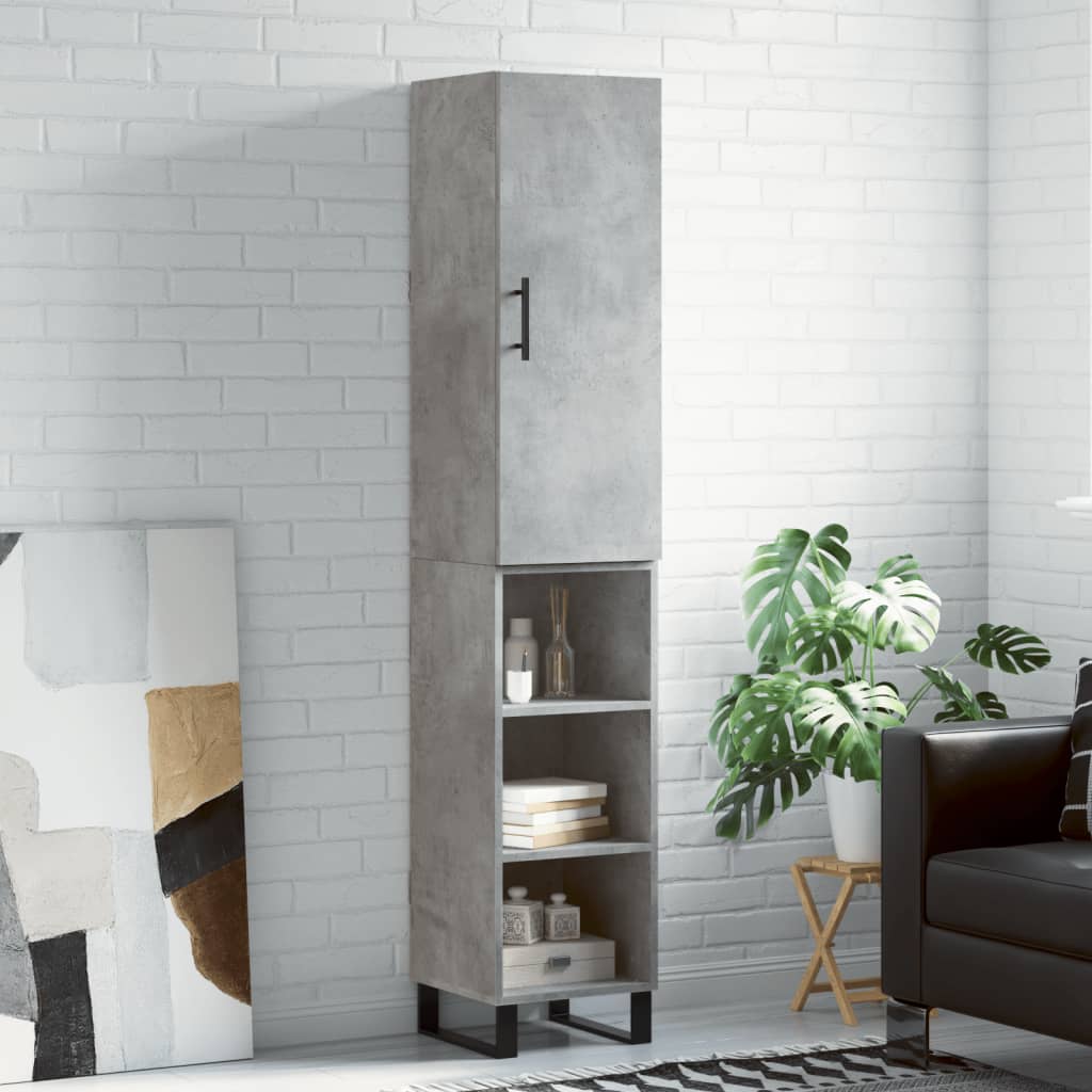 skab 34,5x34x180 cm konstrueret træ betongrå