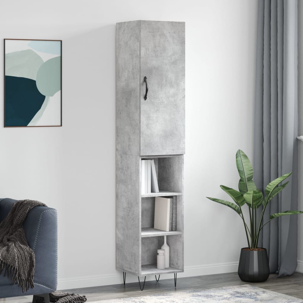 skab 34,5x34x180 cm konstrueret træ betongrå