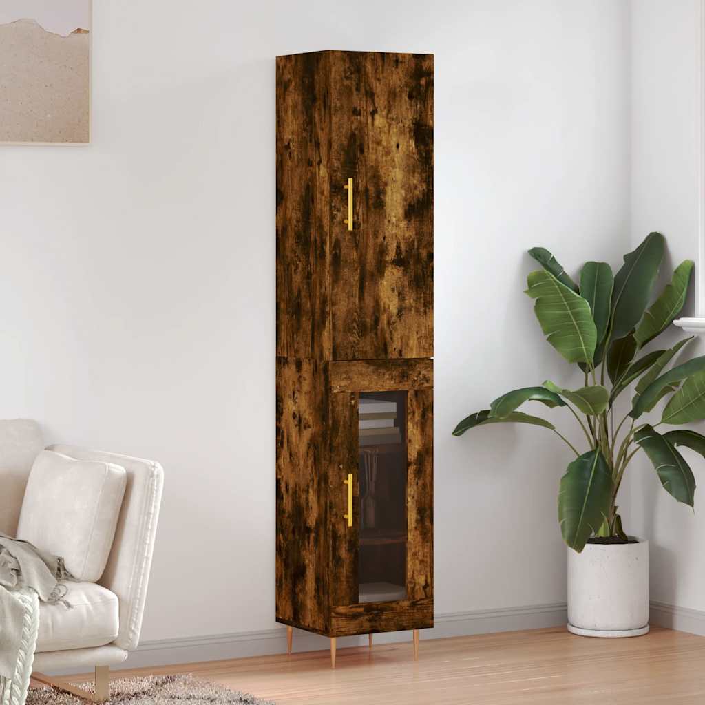 skab 34,5x34x180 cm konstrueret træ røget egetræ