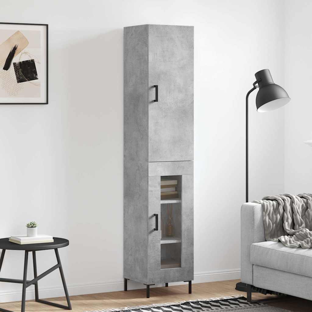 skab 34,5x34x180 cm konstrueret træ betongrå