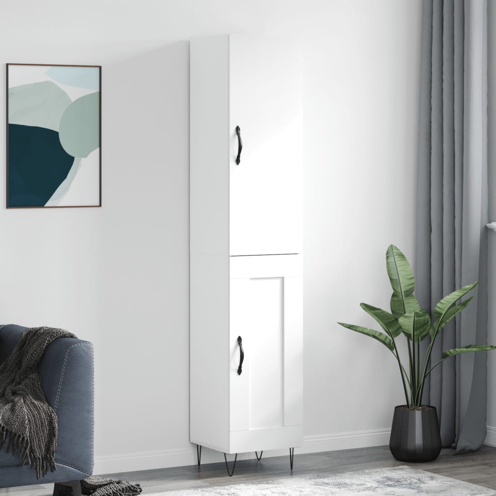 skab 34,5x34x180 cm konstrueret træ hvid