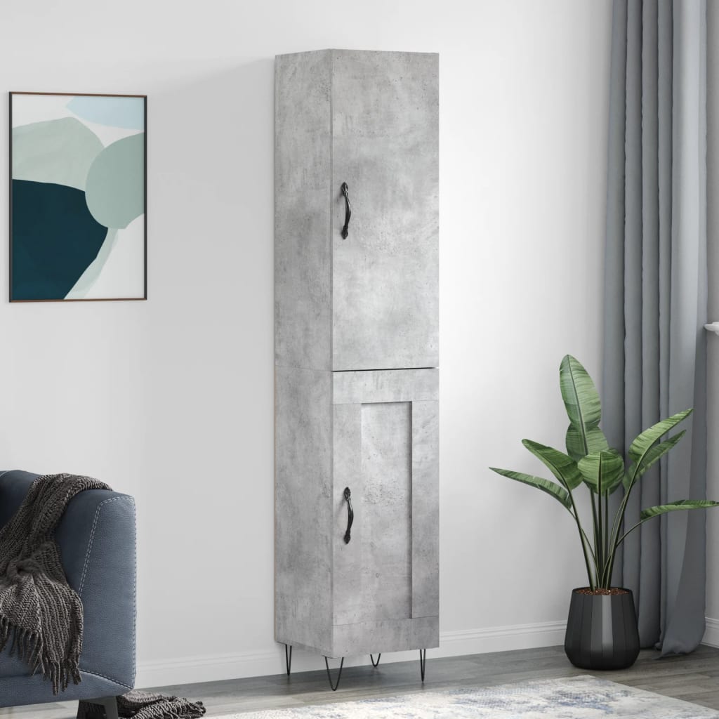 skab 34,5x34x180 cm konstrueret træ betongrå