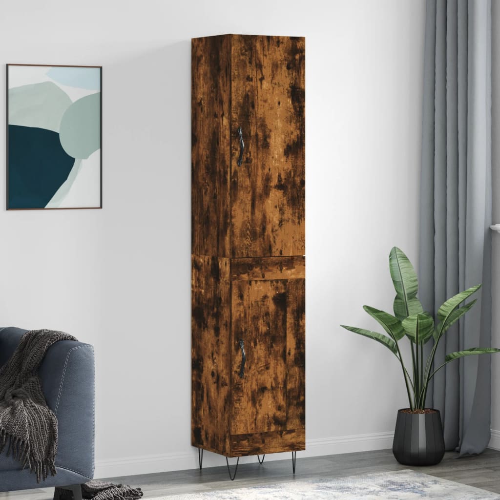 skab 34,5x34x180 cm konstrueret træ røget egetræ