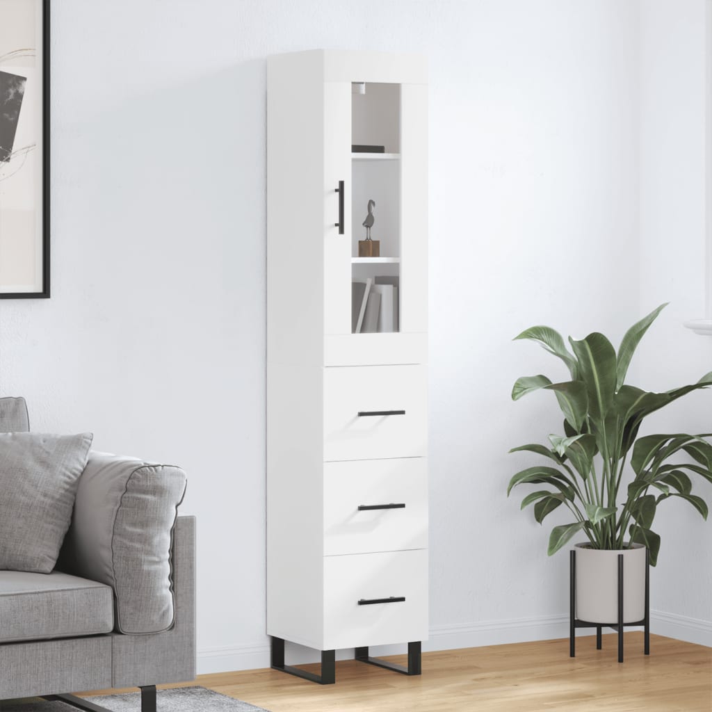 skab 34,5x34x180 cm konstrueret træ hvid
