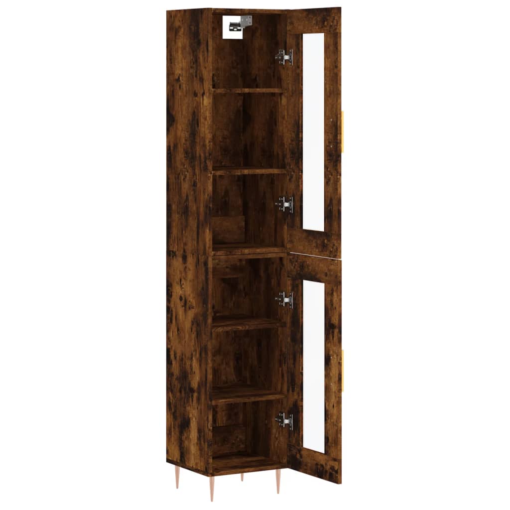 skab 34,5x34x180 cm konstrueret træ røget egetræ
