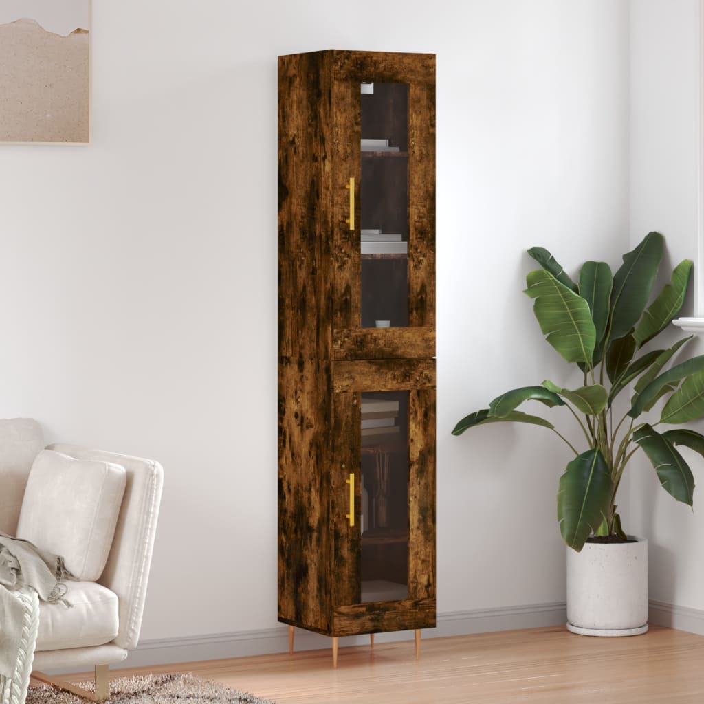 skab 34,5x34x180 cm konstrueret træ røget egetræ